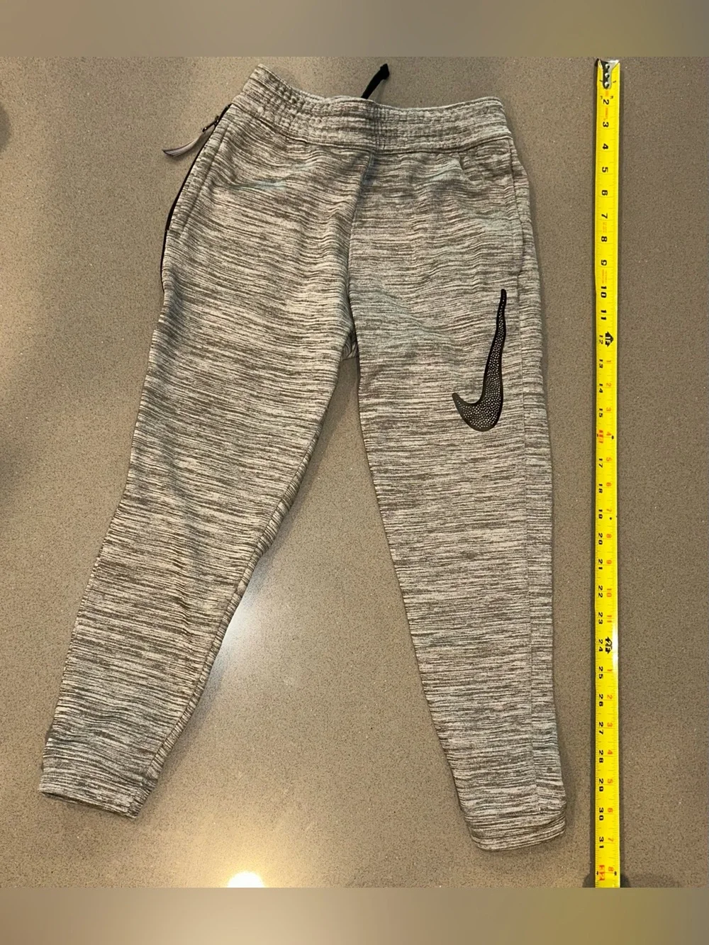 Nike Kids Heather Gray Jogger Sweatpants with Black Swoosh - Size XS
